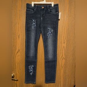 NWT Girl's Route 66 Embroidered Floral Jeans, Size 14